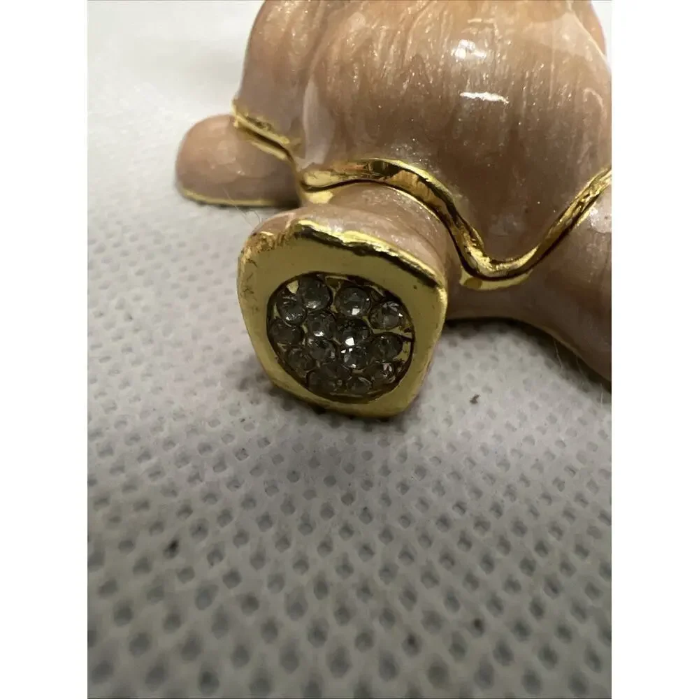 Teddy Bear Trinket Box Baby’s First Jewelry Box Gold Color With Stones Baby Gift